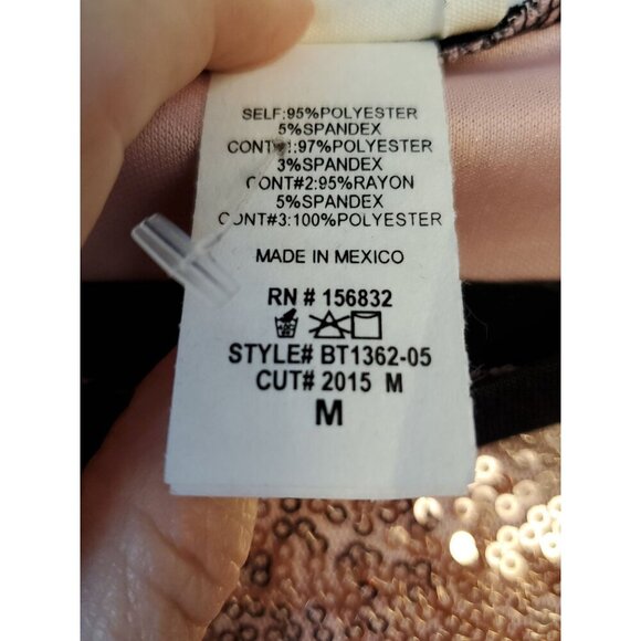 Bibi Women's Shirt Plaid M Red Black Long Sleeve Rose Gold Sequins NWOT - Picture 6 of 10